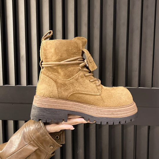 Damen robuste Winterboots mit authentischem Wildleder und stabiler Gummisohle EB