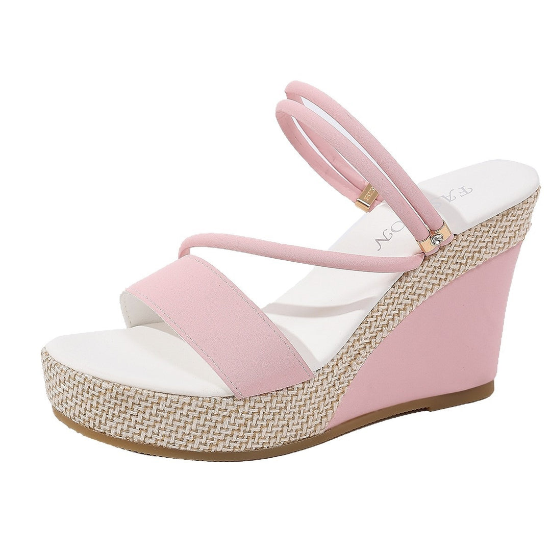 Damen Wedge-Pantoletten mit geflochtenem Riemendesign und komfortablem Fußbett EB