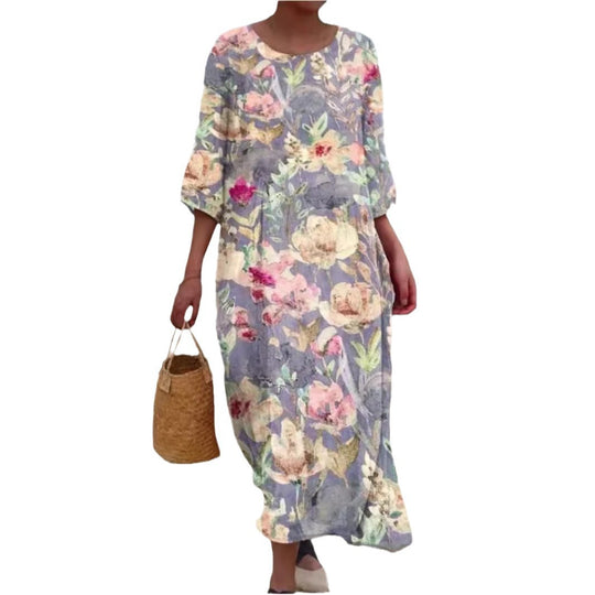 Damen Maxikleid mit floralem Design und lässigem Schnitt EB
