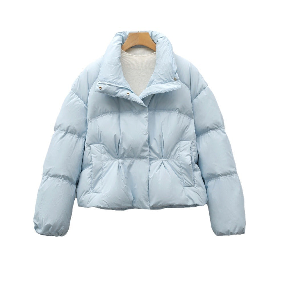 Damen modische gesteppte Kurzjacke mit hohem Kragen und praktischen Taschen EB