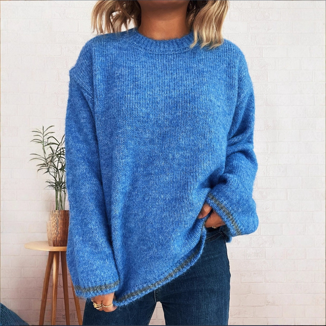 Damen lässiger Wohlfühlpullover mit blockfarbenem Design EB