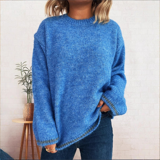 Damen lässiger Wohlfühlpullover mit blockfarbenem Design EB