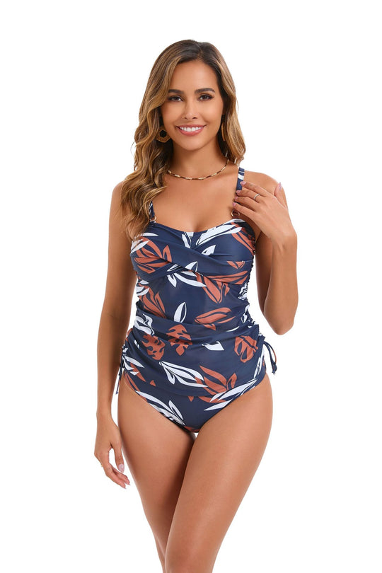 Damen Tankini mit raffinierten Raffungselementen und floralem Design EB