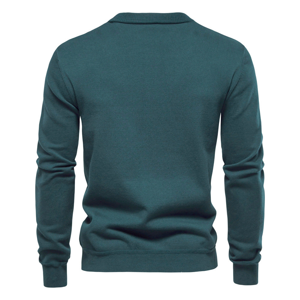 Herren Strickjacke mit V-Ausschnitt und modischen Holzknöpfen EB