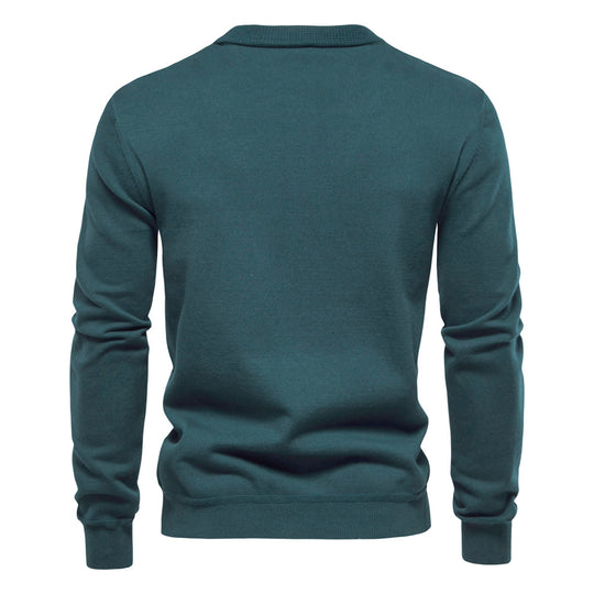 Herren Strickjacke mit V-Ausschnitt und modischen Holzknöpfen EB
