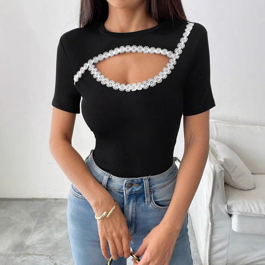 Damen Cut-Out Body mit floralen Details EB