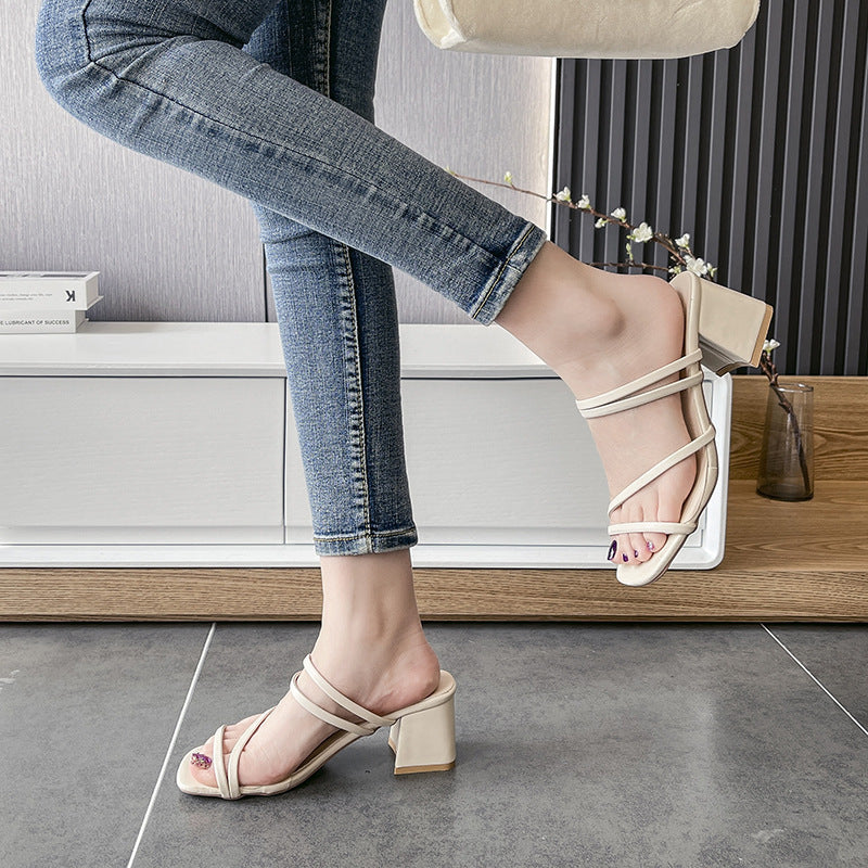 Damen Elegante Riemchen-Pantoletten mit komfortablem Blockabsatz EB