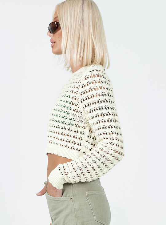 Damen gehäkeltes Crop-Top mit modischer Lochstruktur EB