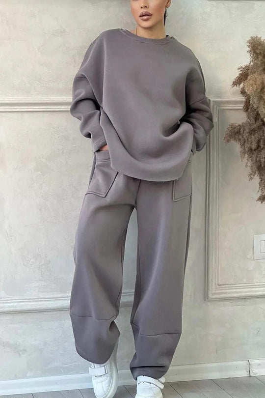 Damen Cozy Oversized Sweat-Set mit geräumigen Taschen und angenehmem Schnitt EB