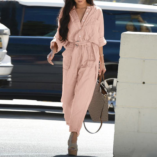 EB | Damen Utility Jumpsuit mit Langen Ärmeln und Taschen