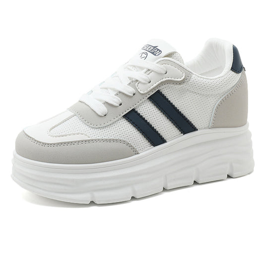 Damen Plateau Sneakers mit atmungsaktivem Mesh-Obermaterial und dämpfender Sohle EB