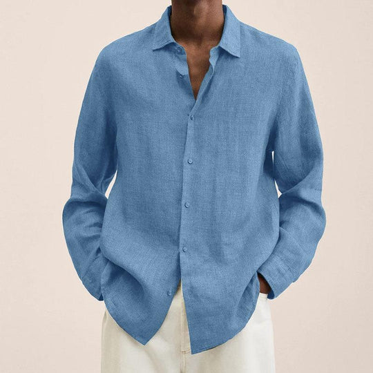 Herren nan leichtes Leinenhemd mit klassischem Kragen und lässigem Relaxed Fit EB