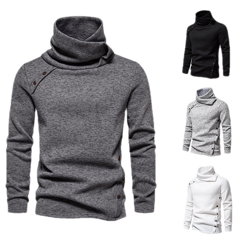 Herren nan Strickpullover mit großem Schalkragen, asymmetrischer Knopfleiste und schmaler Silhouette EB