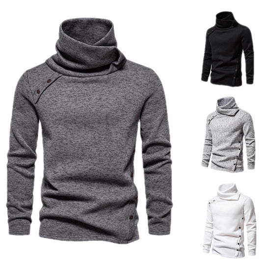 Herren nan Strickpullover mit großem Schalkragen, asymmetrischer Knopfleiste und schmaler Silhouette EB