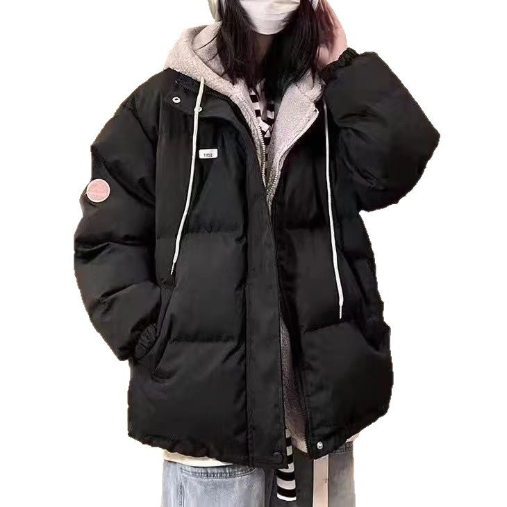 Damen Modische und gefütterte Pufferjacke mit hohem Kragen und großen Taschen EB