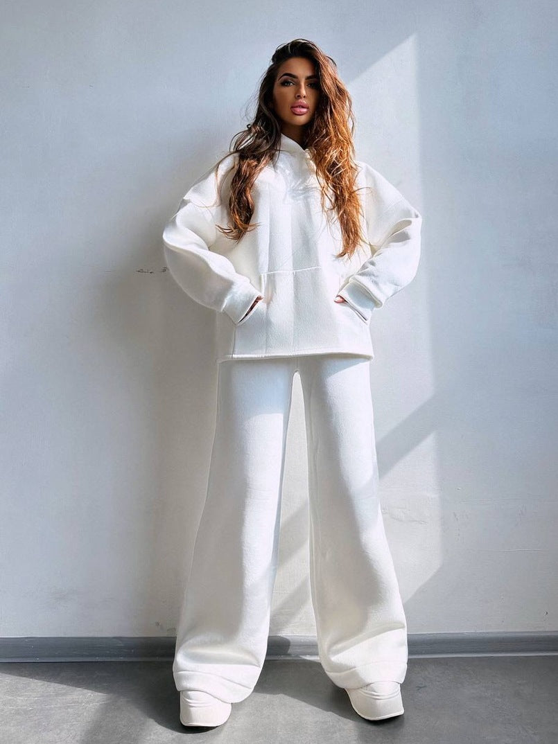 Damen Oversized Hoodie‑Set mit weiter Palazzo‑Loungehose aus schwerer Baumwollmischung EB
