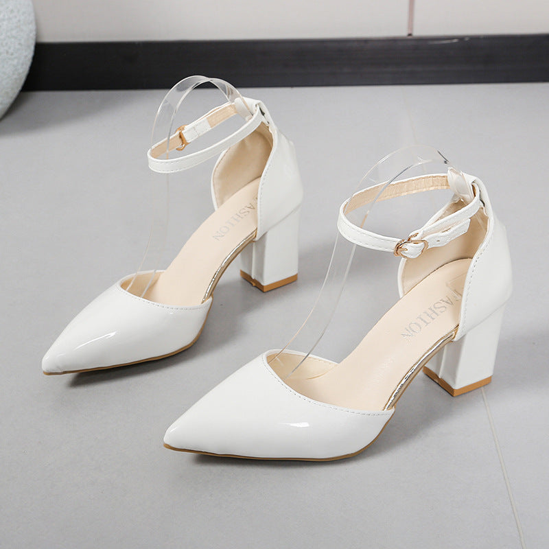 Damen elegante High-Heels mit transparentem Riemen und Blockabsatz EB