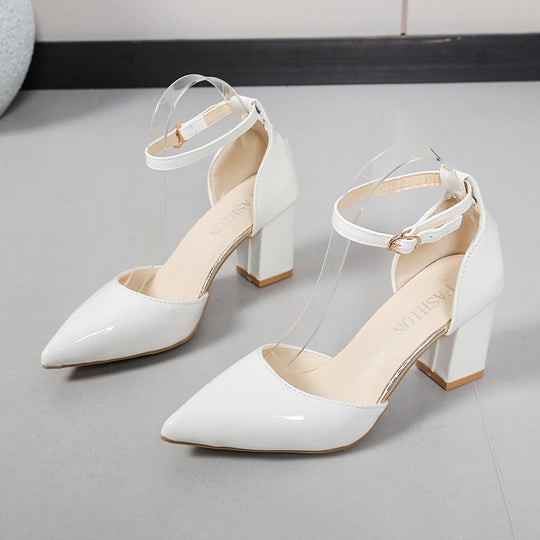 Damen elegante High-Heels mit transparentem Riemen und Blockabsatz EB