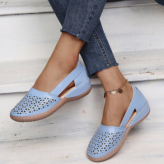 Damen Atmungsaktive Ballerinas mit modischem Lochmuster EB