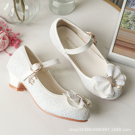 Mädchen Glitzernde Ballerinas mit Schleifenapplikation EB