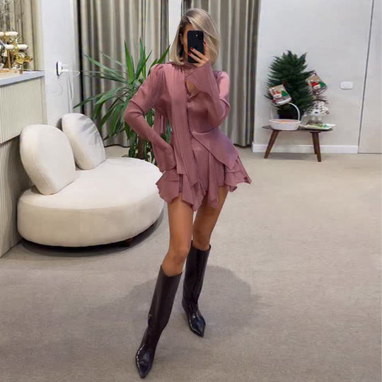 Damen Luftige und elegante Bluse mit Raffungen EB