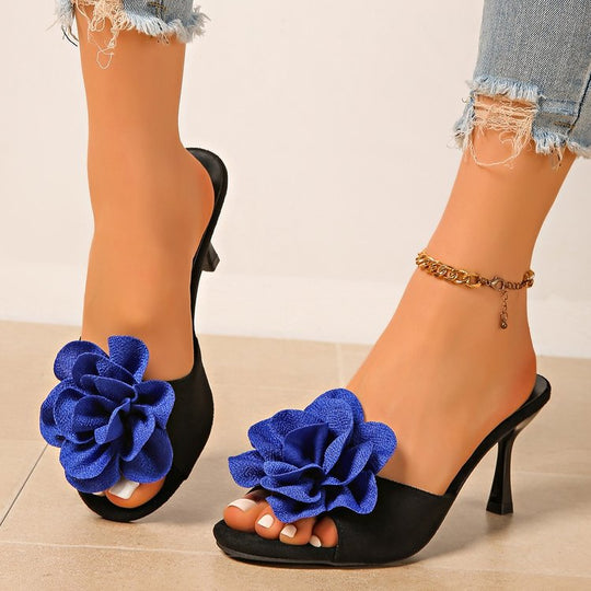 Damen High-Heel Sandalen mit floraler Applikation EB