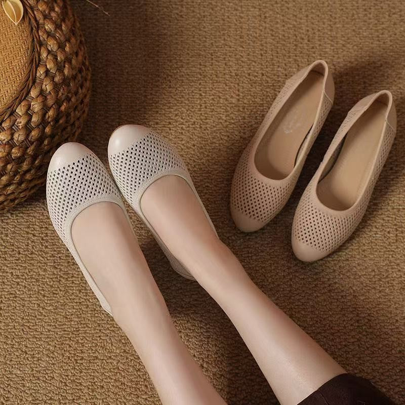 Damen Elegante und atmungsaktive Ballerinas mit Durchbrochenem Design EB
