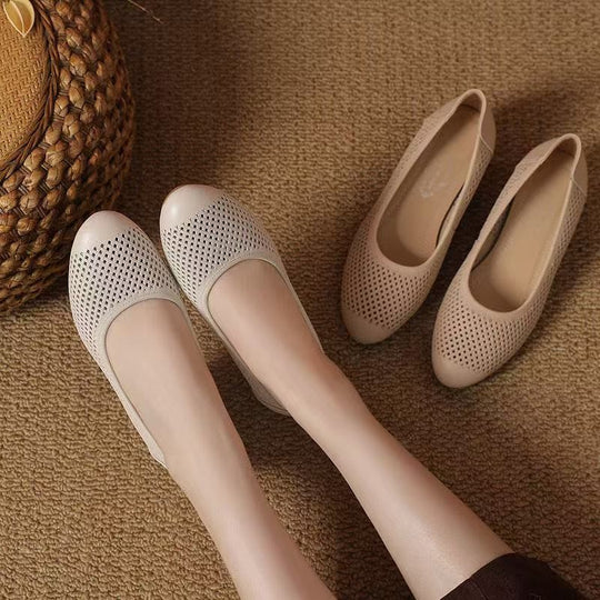 Damen Elegante und atmungsaktive Ballerinas mit Durchbrochenem Design EB