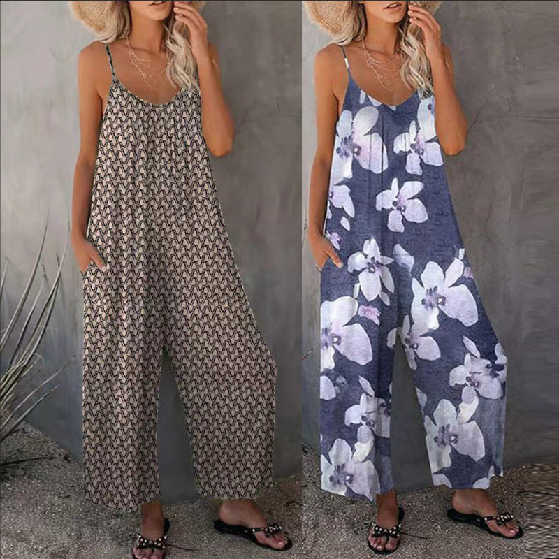 Damen lässiger Jumpsuit mit zartem Muster EB