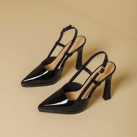 Damen Slingback-Pumps mit glanzvollem Design und elegantem Absatz EB