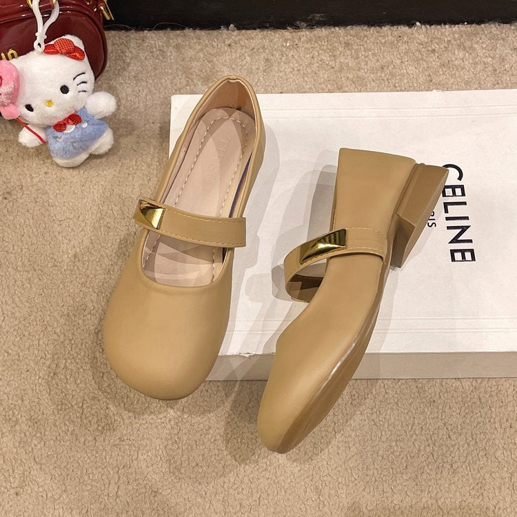 Damen elegante Ballerinas mit dekorativem Riemen EB