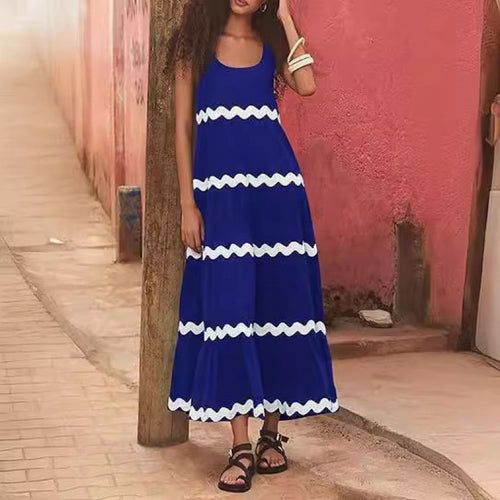 Damen Sommermaxikleid mit wellenförmigem Design EB