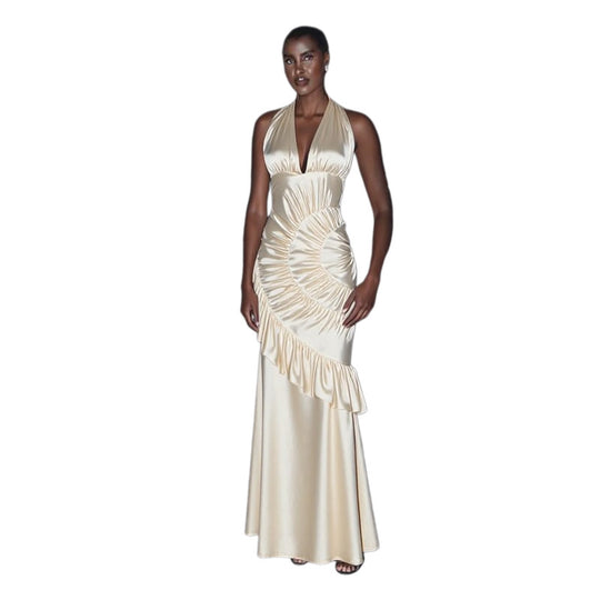 Damen Elegantes Maxikleid mit asymmetrischem Schnitt und raffinierten Drapierungen EB