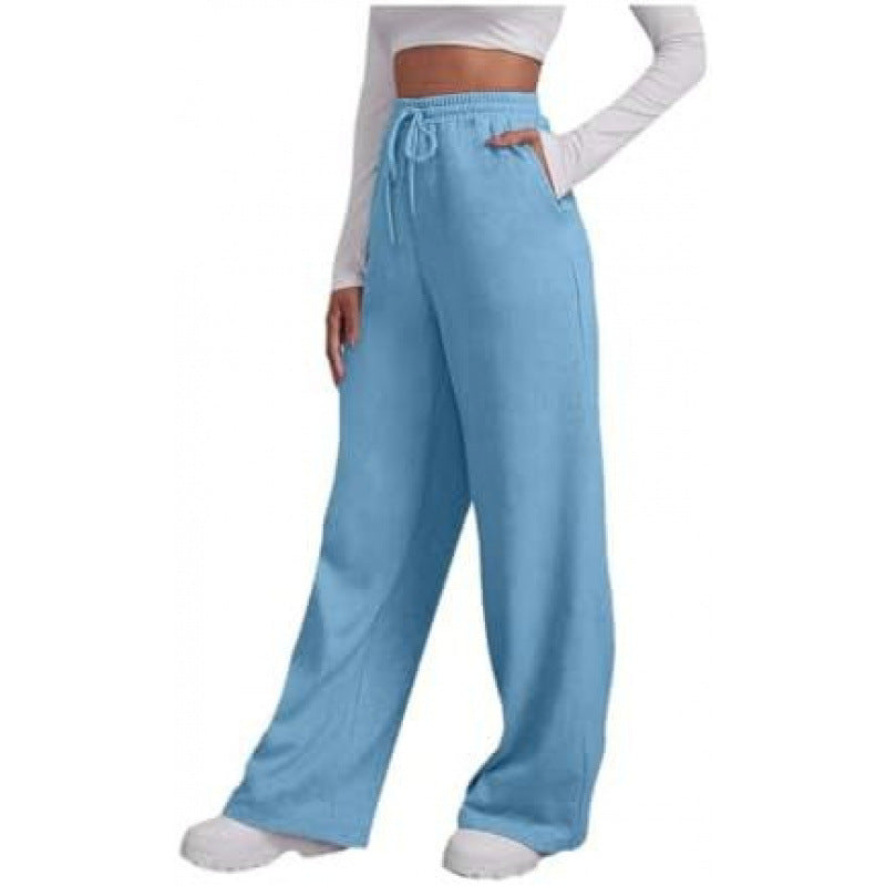 Damen nan fließende High-Waist Palazzo-Loungehose aus leichtem Jersey mit Elastikbund und praktischen Eingrifftaschen EB