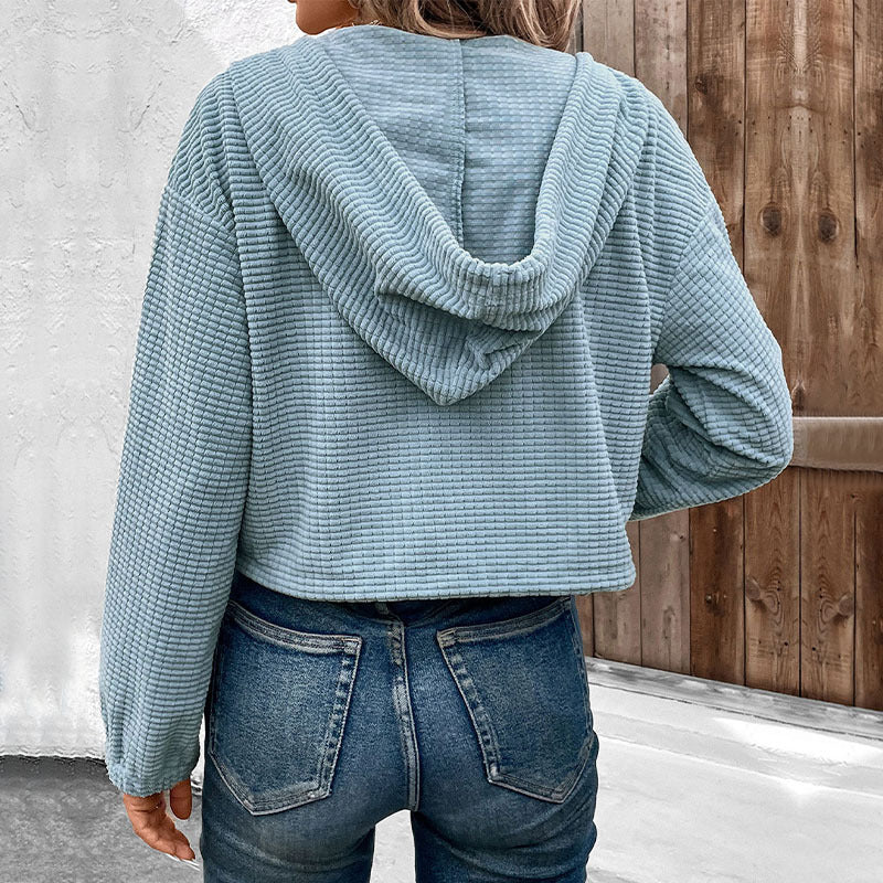 Damen Kapuzenjacke mit strukturiertem Waffelstrickdesign EB