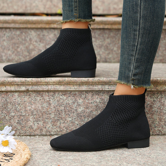 Damen nan gestrickte Sock-Boots mit elastischem Schaft, gepolsterter Innensohle und rutschfester Leichtsohle EB
