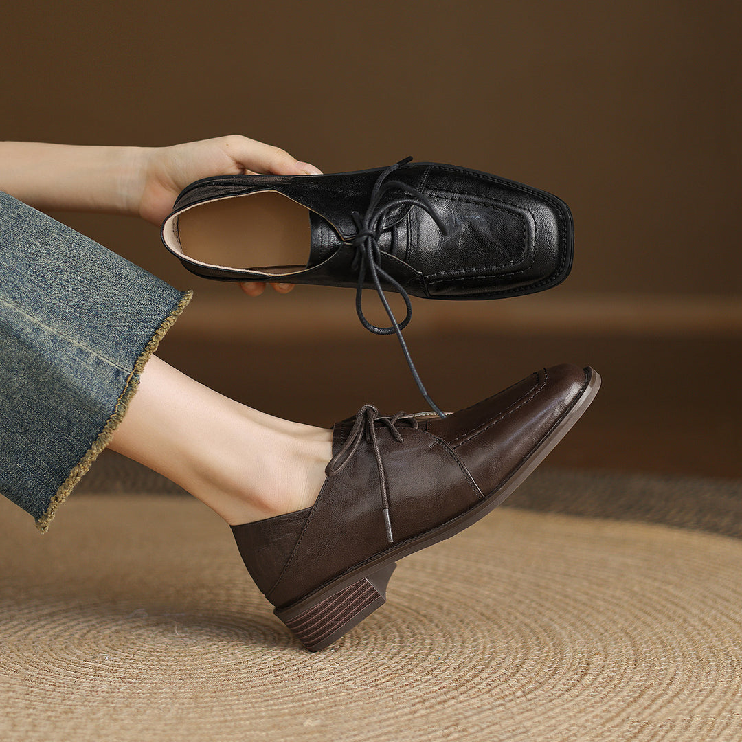 Damen elegante Schnürschuhe aus hochwertigem Leder EB