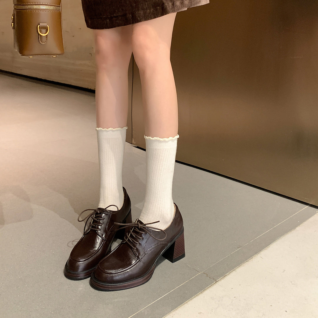 Damen Elegante Schnürschuhe mit modischem Blockabsatz EB