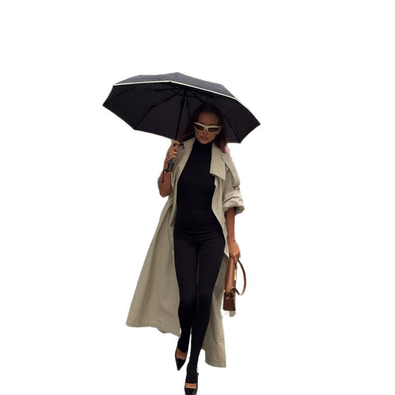 Damen Eleganter Trenchcoat mit offenen Ärmeln und modernem Schnitt EB