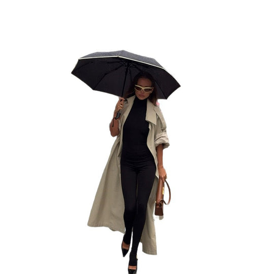 Damen Eleganter Trenchcoat mit offenen Ärmeln und modernem Schnitt EB