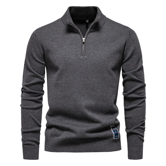 Herren Pullover mit kurzem Reißverschluss und modischem Stehkragen EB