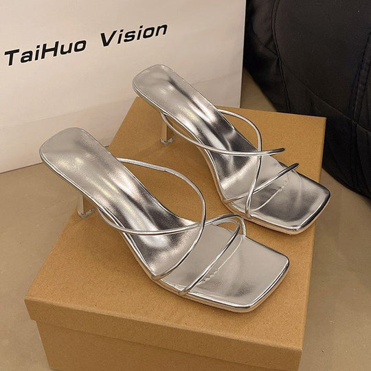 Damen elegante High Heel Sandalen mit schickem Riemendesign EB