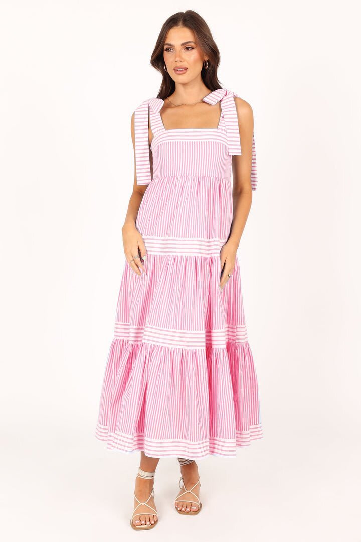 Damen Maxikleid mit verstellbaren Trägern und Rüschendetails EB