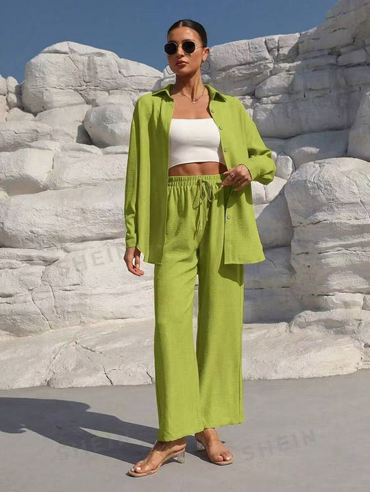 Damen elegantes und lässiges Loungewear-Set mit lockerer Passform EB