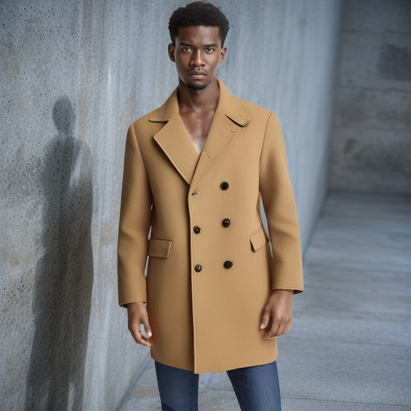 Herren eleganter Doppelreiher-Mantel mit modernem Schnitt und praktischen Taschen EB