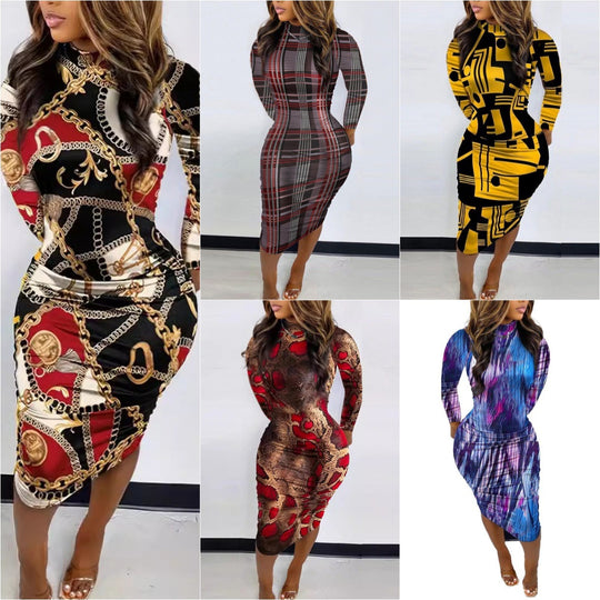 Damen Körperbetontes Kunstwerk Kleid EB