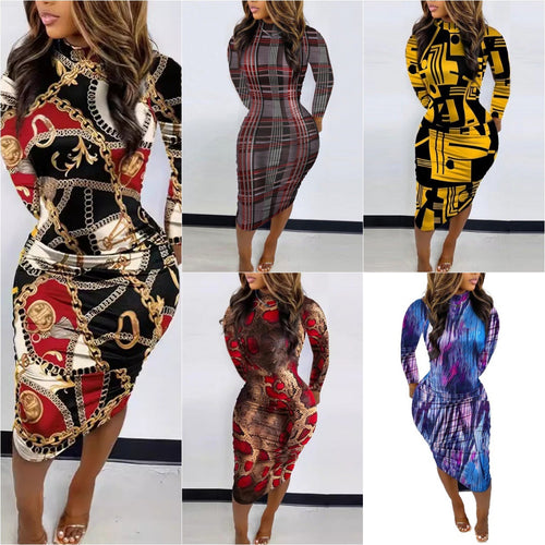 Damen Körperbetontes Kunstwerk Kleid EB