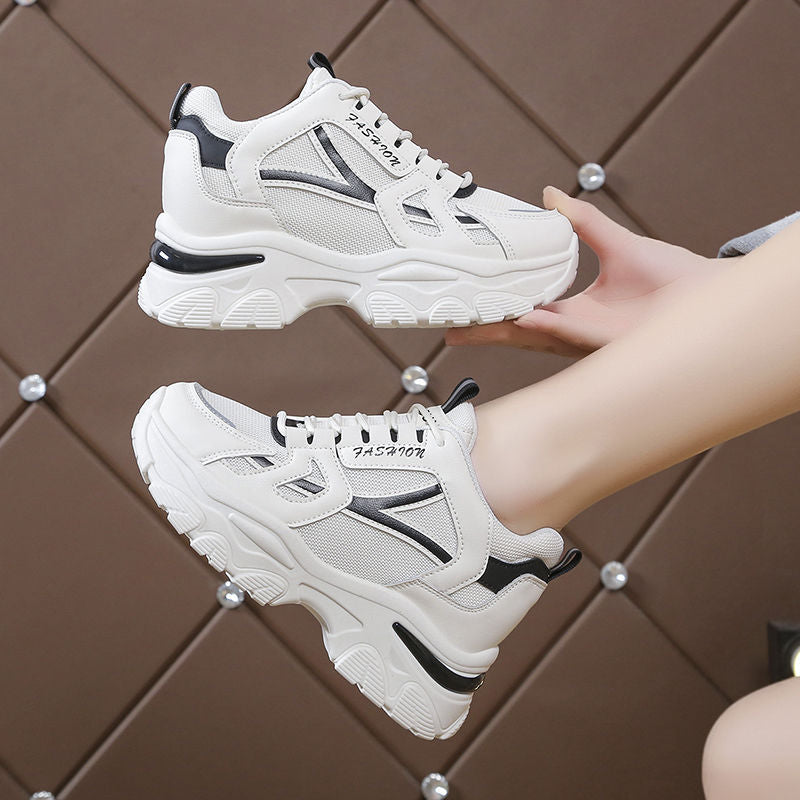 Damen Komfortable Plateau-Sneaker mit atmungsaktiver Mesh-Oberfläche EB