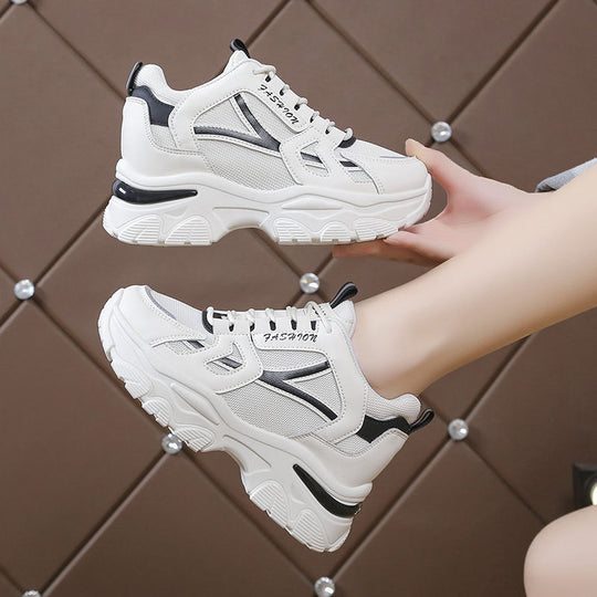 Damen Komfortable Plateau-Sneaker mit atmungsaktiver Mesh-Oberfläche EB