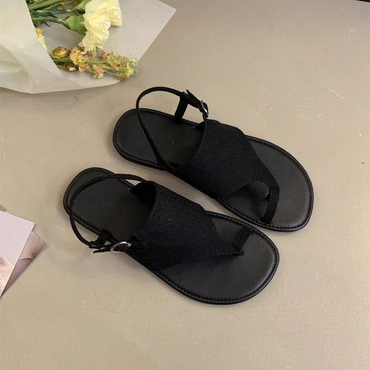 Damen elegante Zehentrenner-Sandalen mit verstellbarem Riemen und komfortablem Fußbett EB